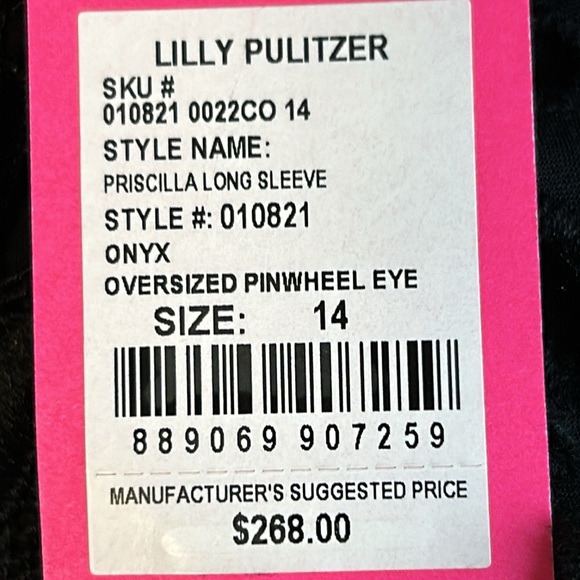 Lilly Pulitzer Priscilla Long Sleeve Black Eyelet Dress Sz 14 - Picture 11 of 12